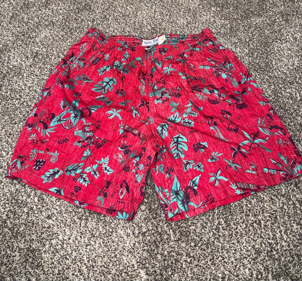 Vintage Reyn Spooner Water Prints Hawaiian Swim 
Shorts Men’s M Red 100% Cotton